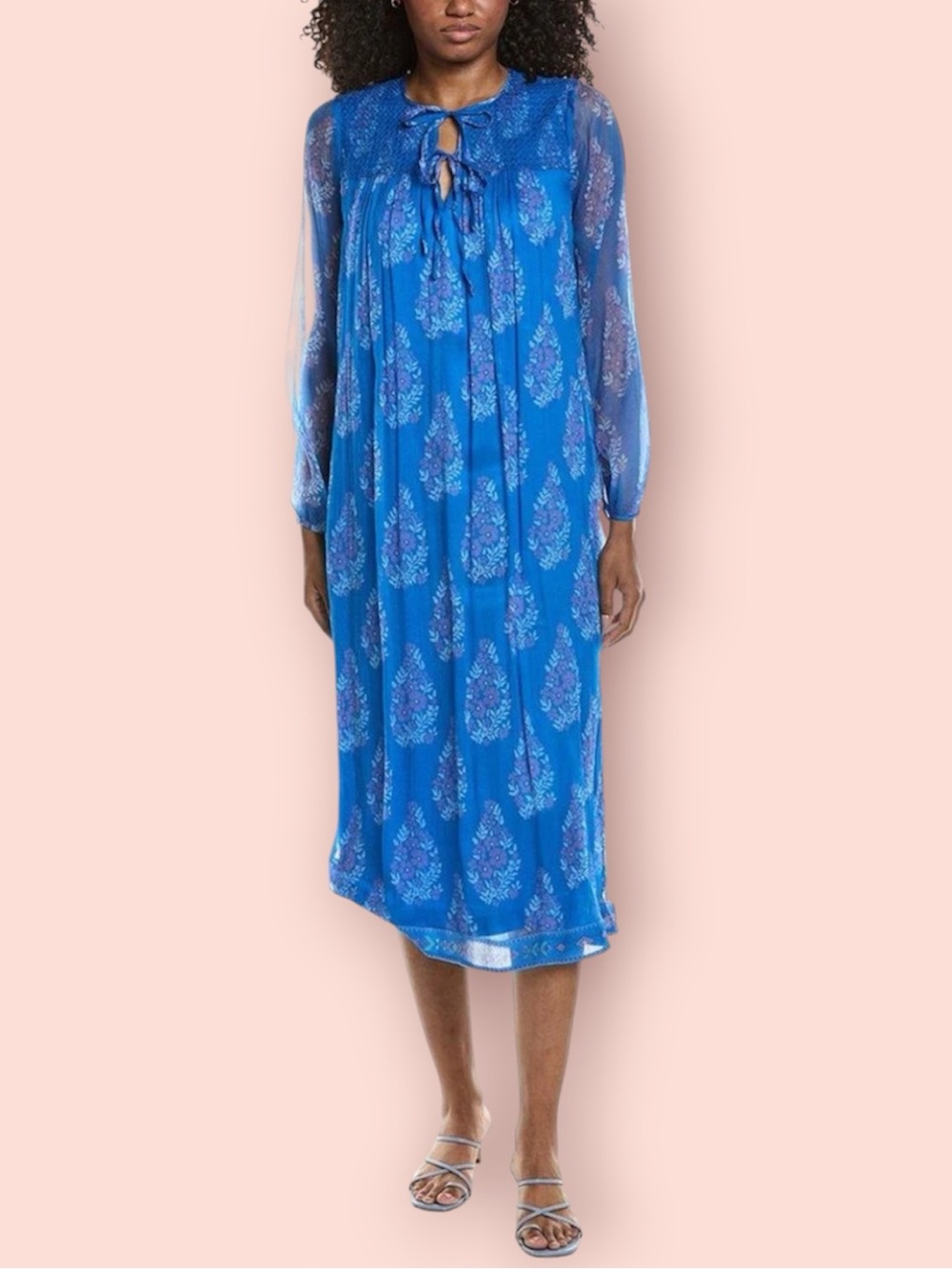 JOHNNY WAS Jade Silk Blaire Midi Dress